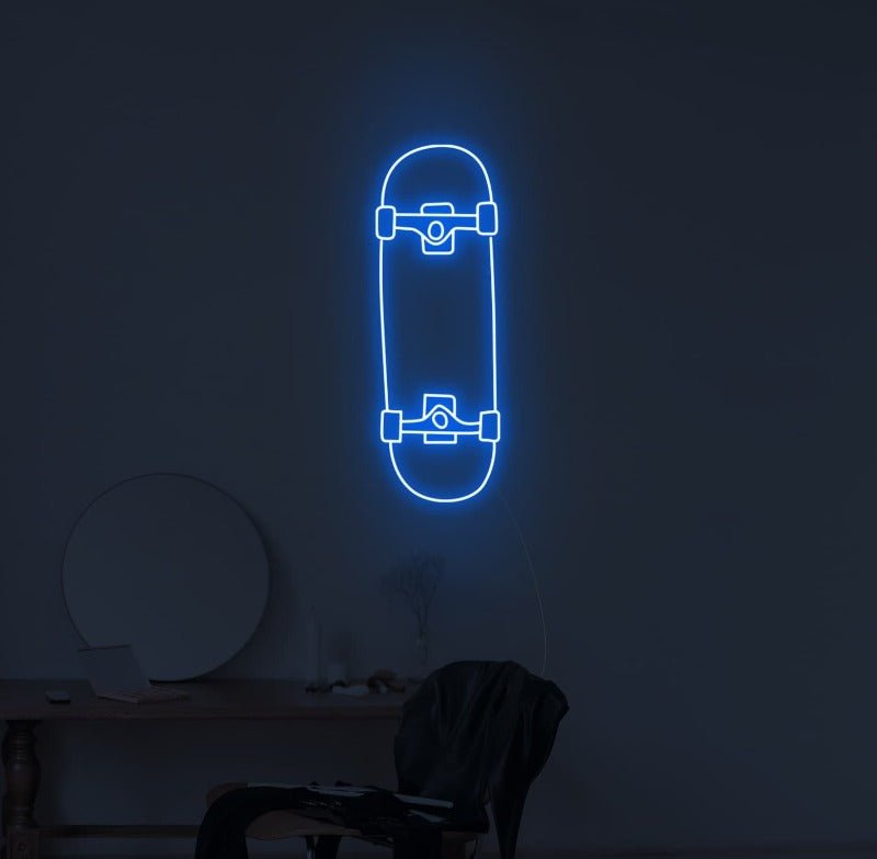 Skateboard Neon Sign - White