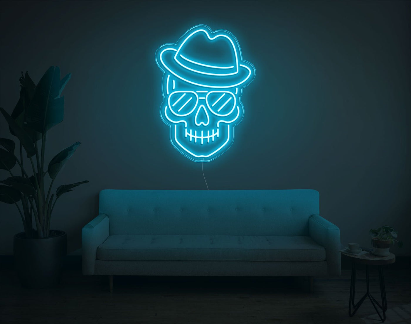 Skull LED Neon Sign - 24inch x 17inchLight Blue