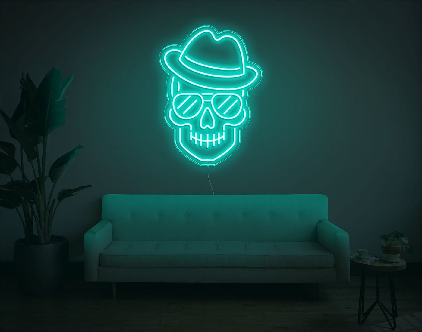 Skull LED Neon Sign - 24inch x 17inchTurquoise