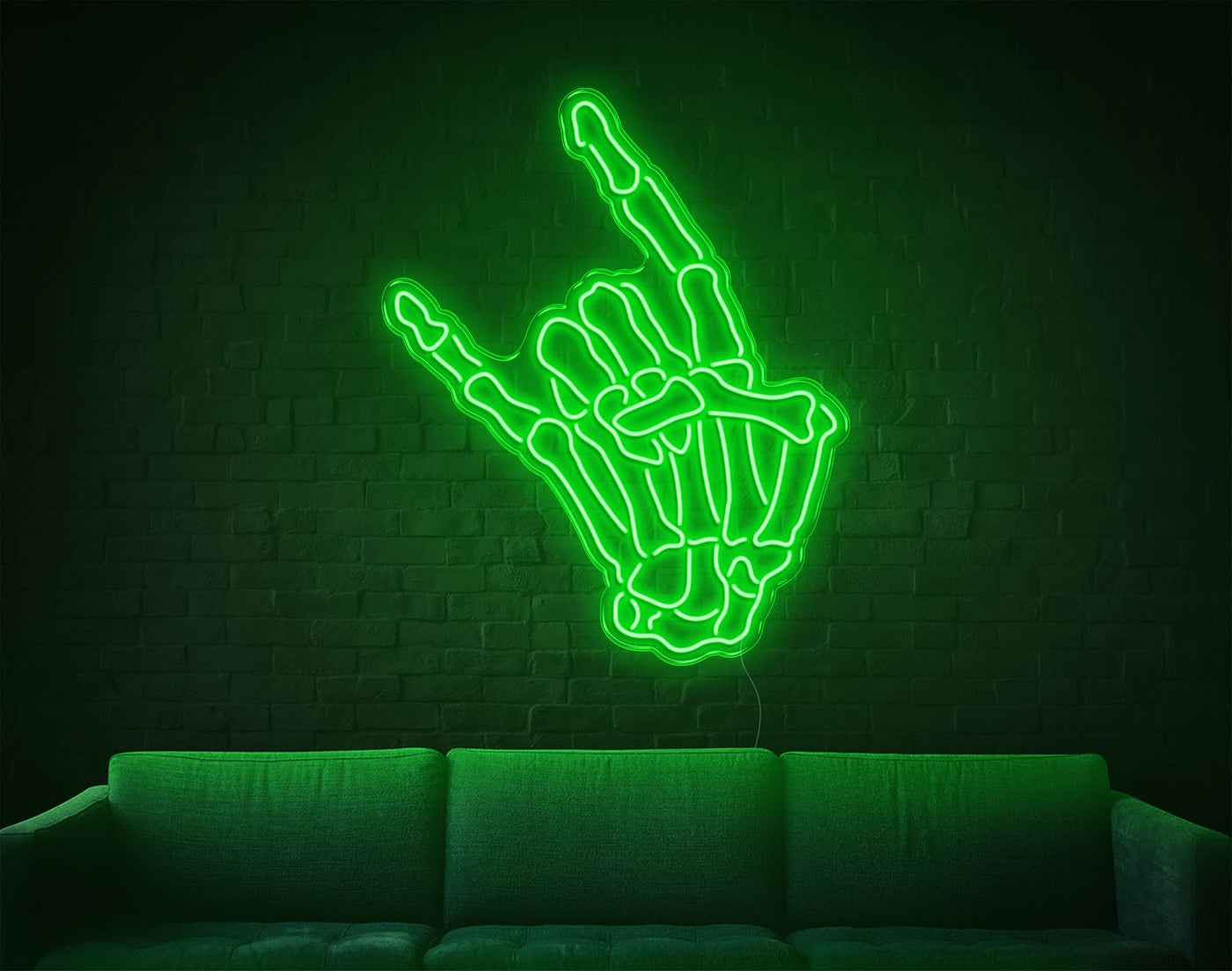 Skull Rock LED Neon Sign - 37inch x 30inchGreen