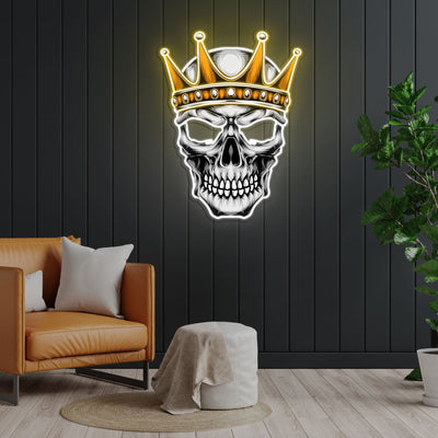 Skull With Crown Neon Sign x Acrylic Artwork - 2ftLED Neon x Acrylic Print