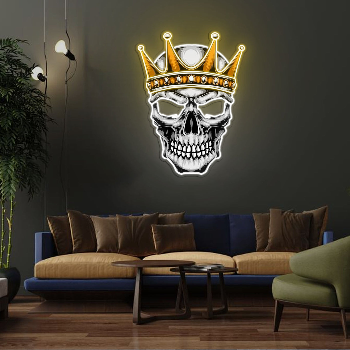 Skull With Crown Neon Sign x Acrylic Artwork - 2ftLED Neon x Acrylic Print