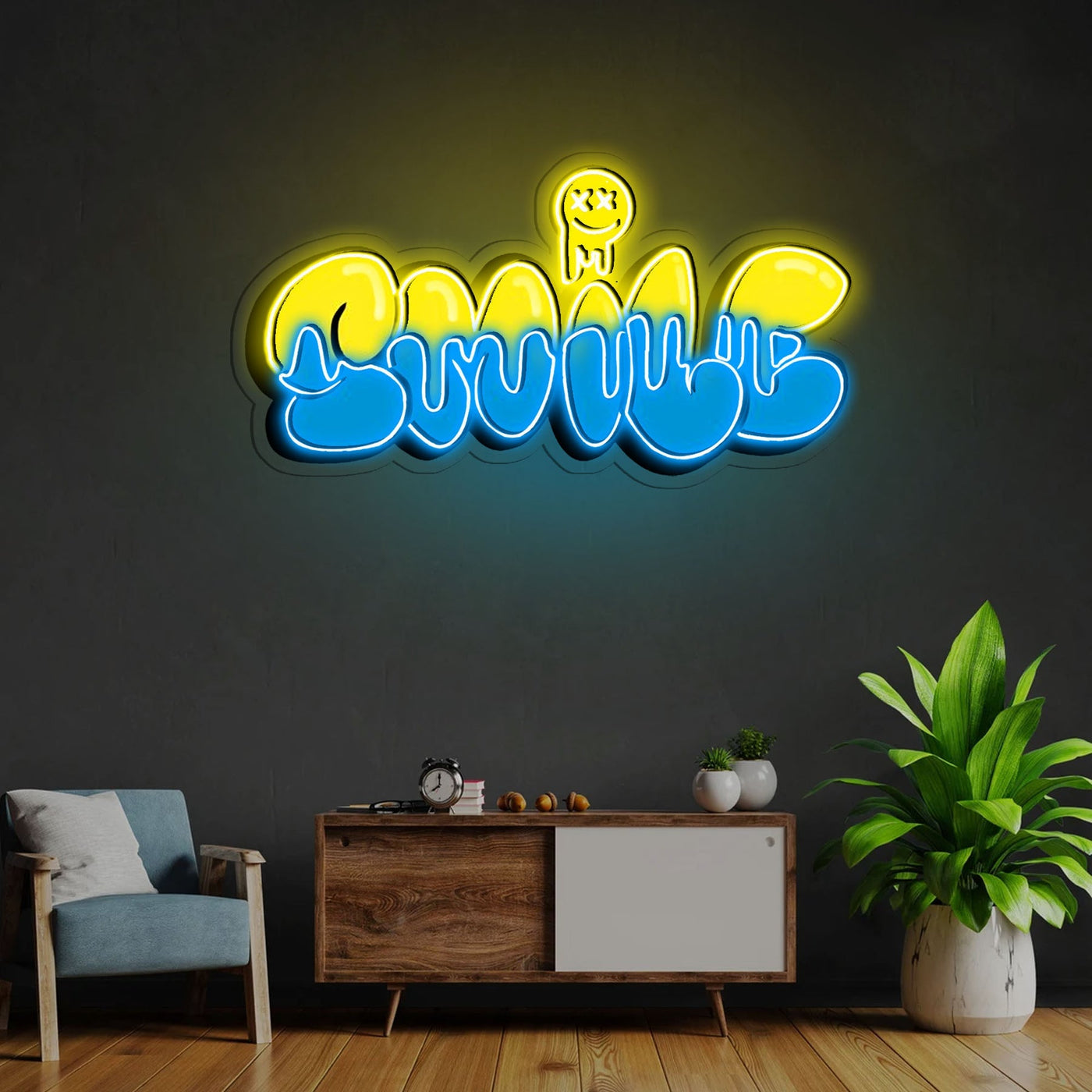 Smile Grafity Neon Sign x Acrylic Artwork - 2ftLED Neon x Acrylic Print