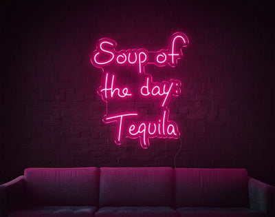 Soup Of The Day Tequila LED Neon Sign - 26inch x 22inchHot Pink