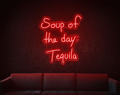 Soup Of The Day Tequila LED Neon Sign - 26inch x 22inchRed