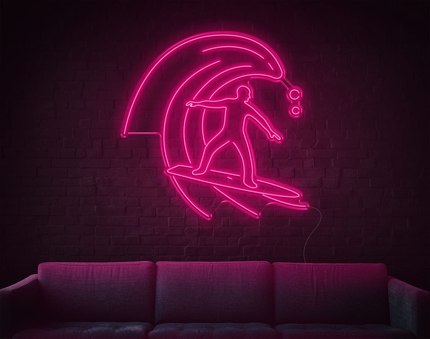 Surfing LED Neon Sign - 49inch x 49inchHot Pink