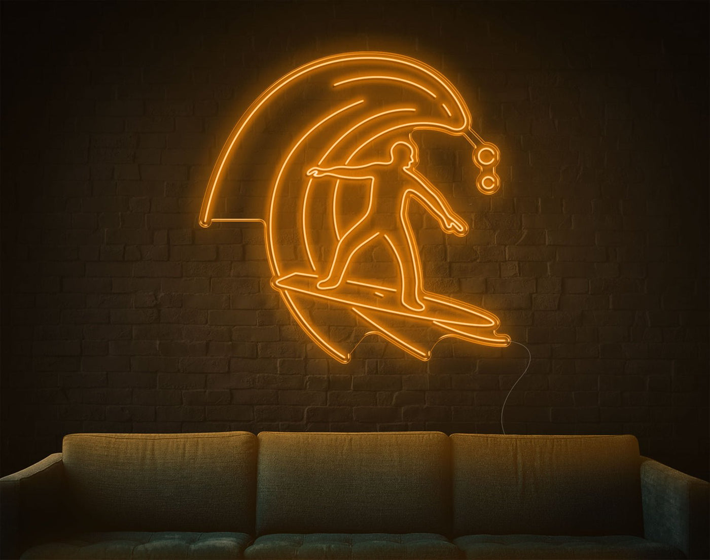 Surfing LED Neon Sign - 49inch x 49inchOrange