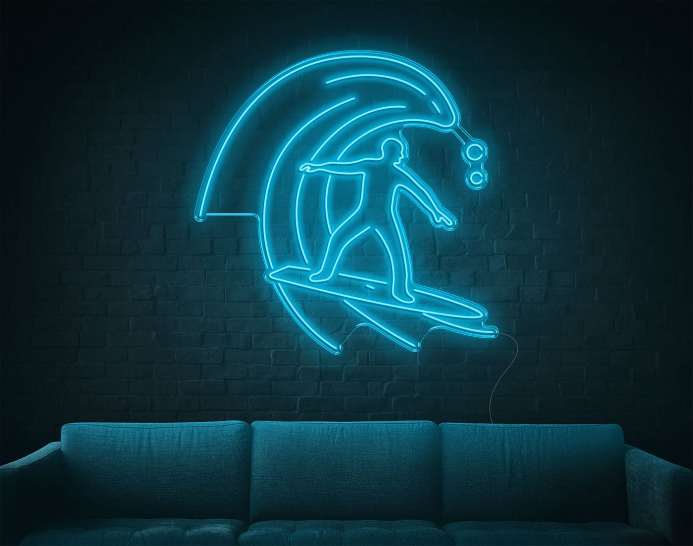 Surfing LED Neon Sign - 49inch x 49inchLight Blue