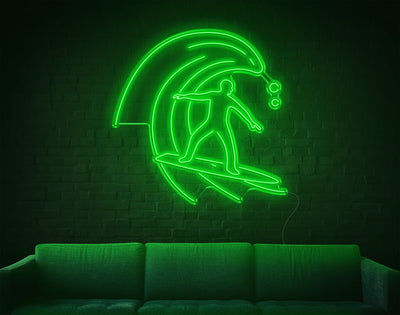 Surfing LED Neon Sign - 49inch x 49inchGreen