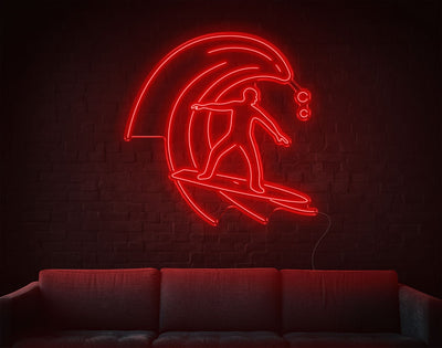 Surfing LED Neon Sign - 49inch x 49inchRed