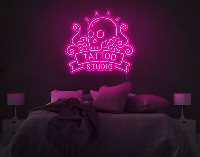 Tattoo Studio LED Neon Sign - 30inch x 33inchHot Pink