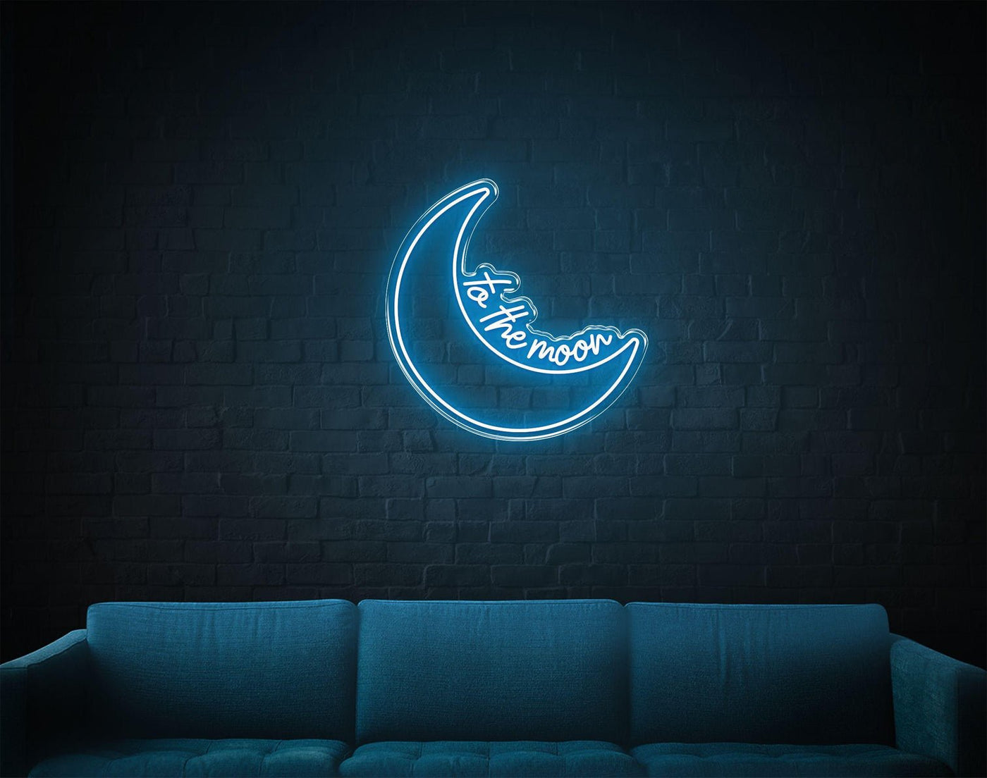 To The Moon LED neon sign - 30inch x 30inchIce Blue