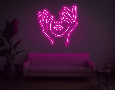 Trippy Face LED Neon Sign - 28inch x 26inchHot Pink