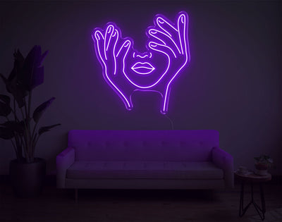 Trippy Face LED Neon Sign - 28inch x 26inchPurple