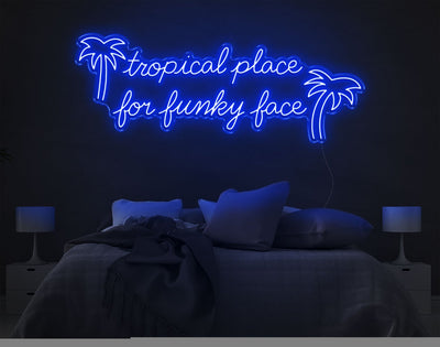 Tropical Place For Funky Face LED Neon Sign - 22inch x 57inchHot Pink