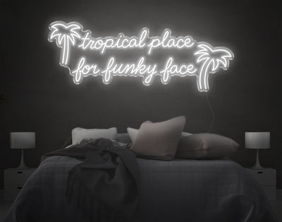 Tropical Place For Funky Face LED Neon Sign - 22inch x 57inchHot Pink