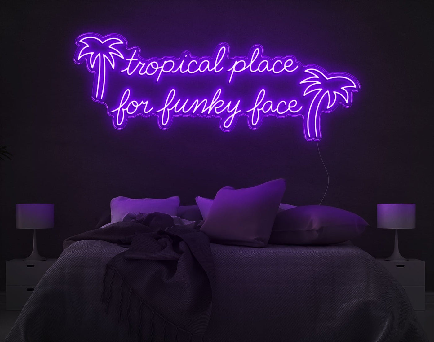 Tropical Place For Funky Face LED Neon Sign - 22inch x 57inchHot Pink