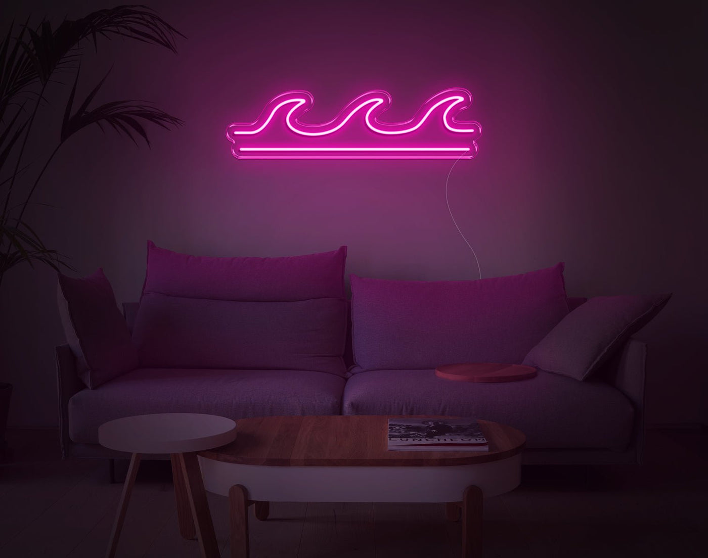 Wave V2 LED Neon Sign - 7inch x 26inchHot Pink