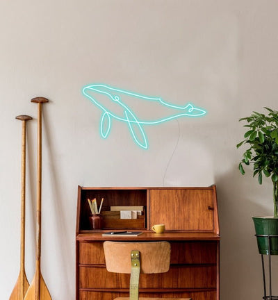 Whale Neon Sign - White