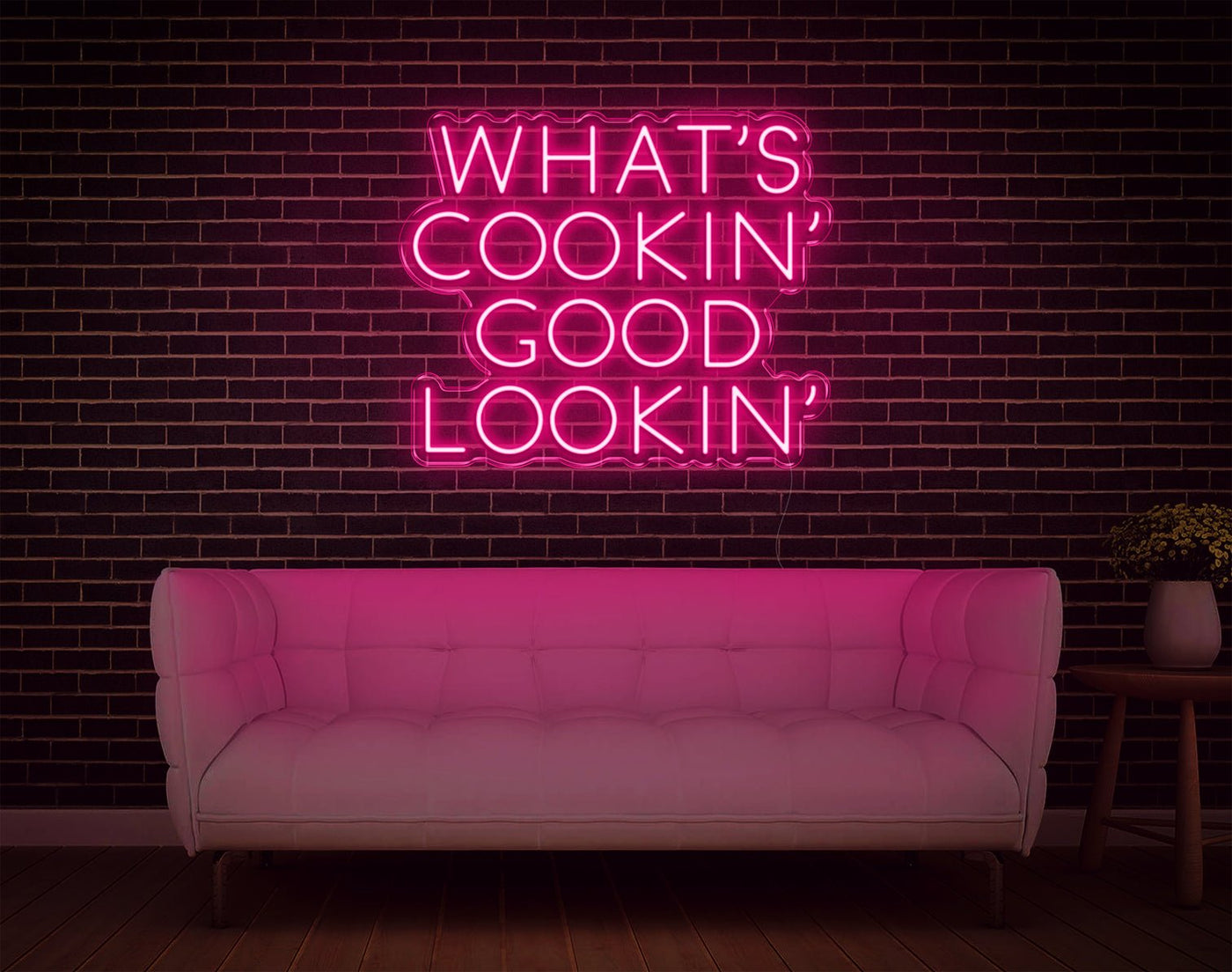 What's Cookin' Good Lookin' LED Neon Sign - 21inch x 25inchHot Pink