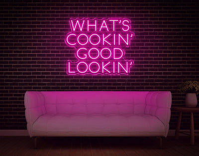 What's Cookin' Good Lookin' LED Neon Sign - 21inch x 25inchHot Pink