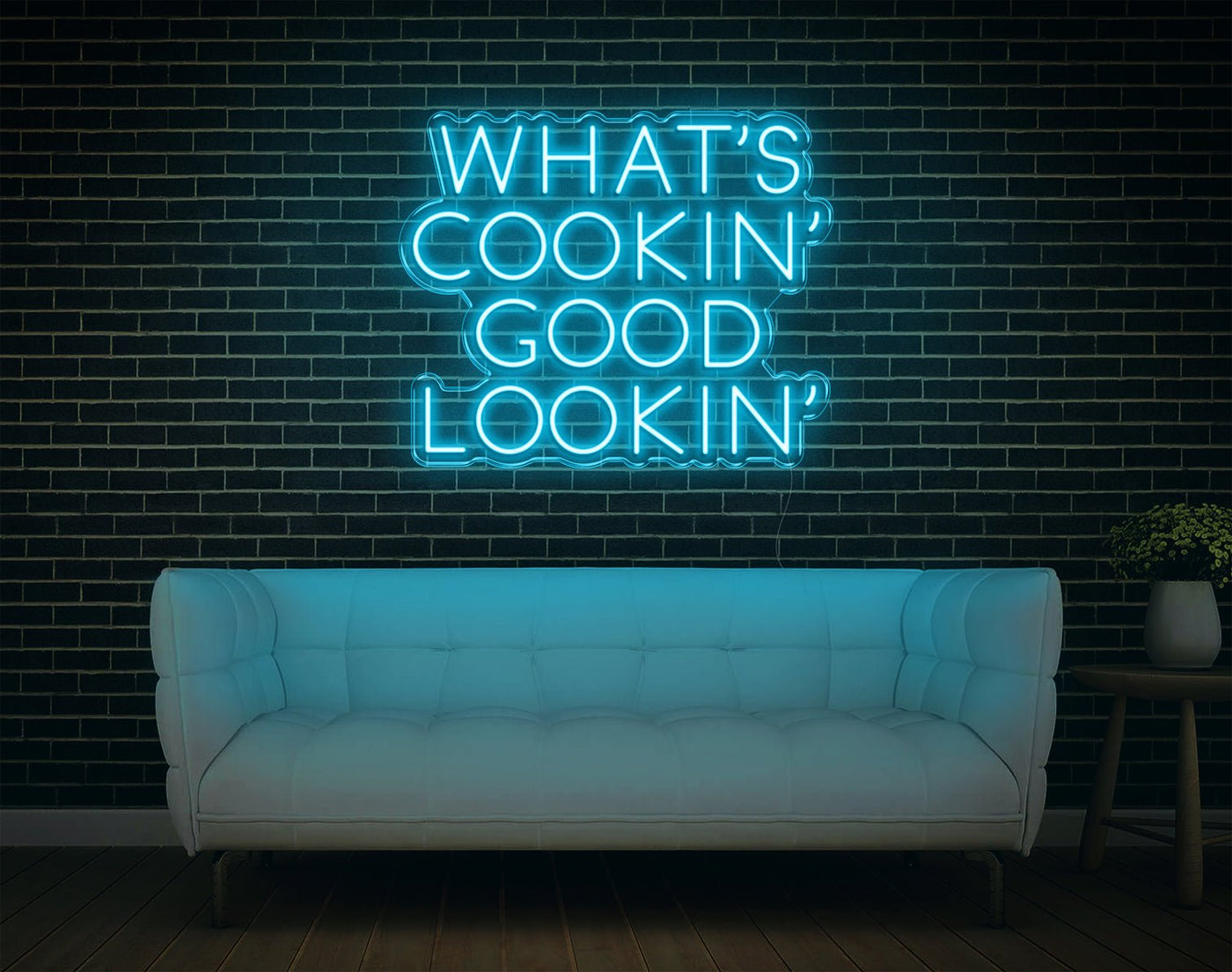 What's Cookin' Good Lookin' LED Neon Sign - 21inch x 25inchLight Blue