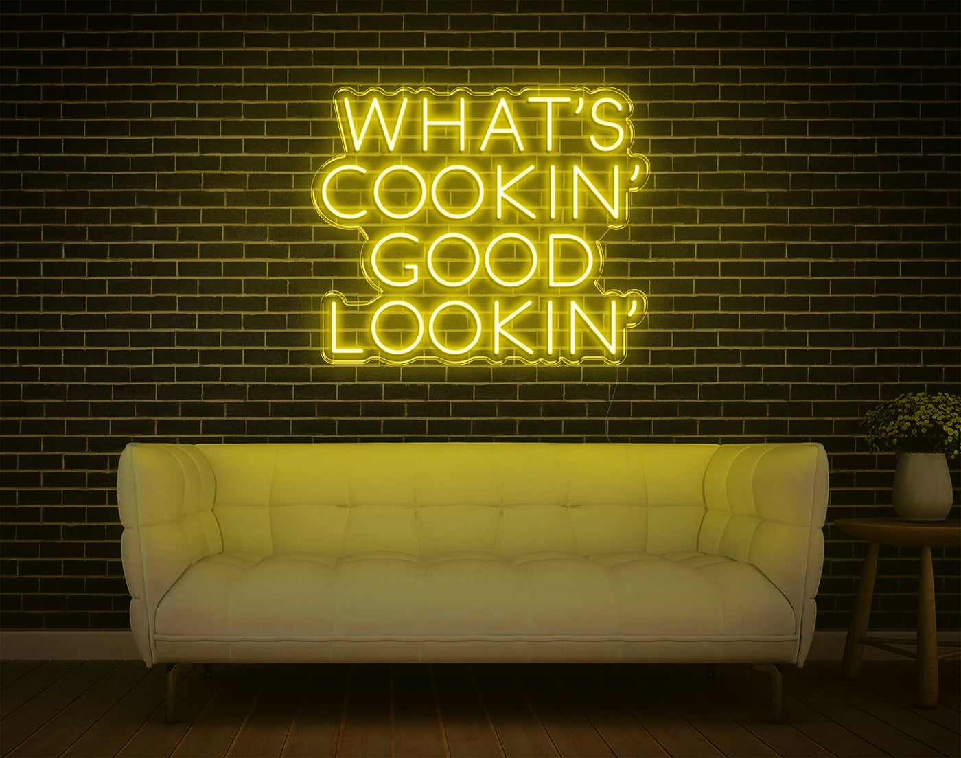 What's Cookin' Good Lookin' LED Neon Sign - 21inch x 25inchYellow