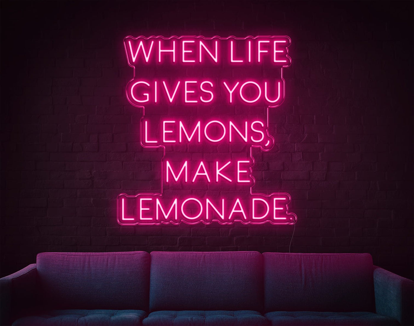 When Life Gives You Lemons, Make Lemonade LED Neon Sign - 31inch x 29inchHot Pink