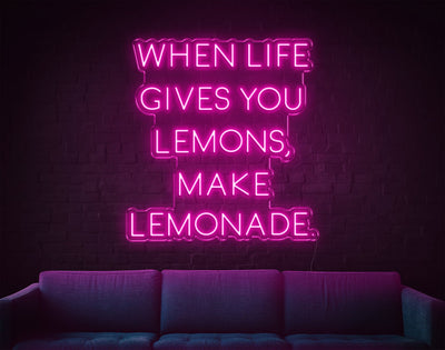 When Life Gives You Lemons, Make Lemonade LED Neon Sign - 31inch x 29inchHot Pink