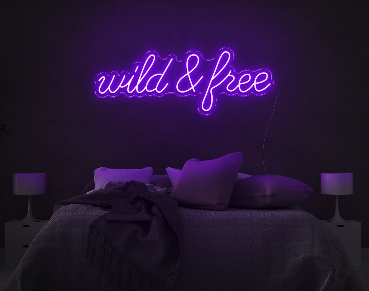 Wild And Free LED Neon Sign - 11inch x 32inchHot Pink