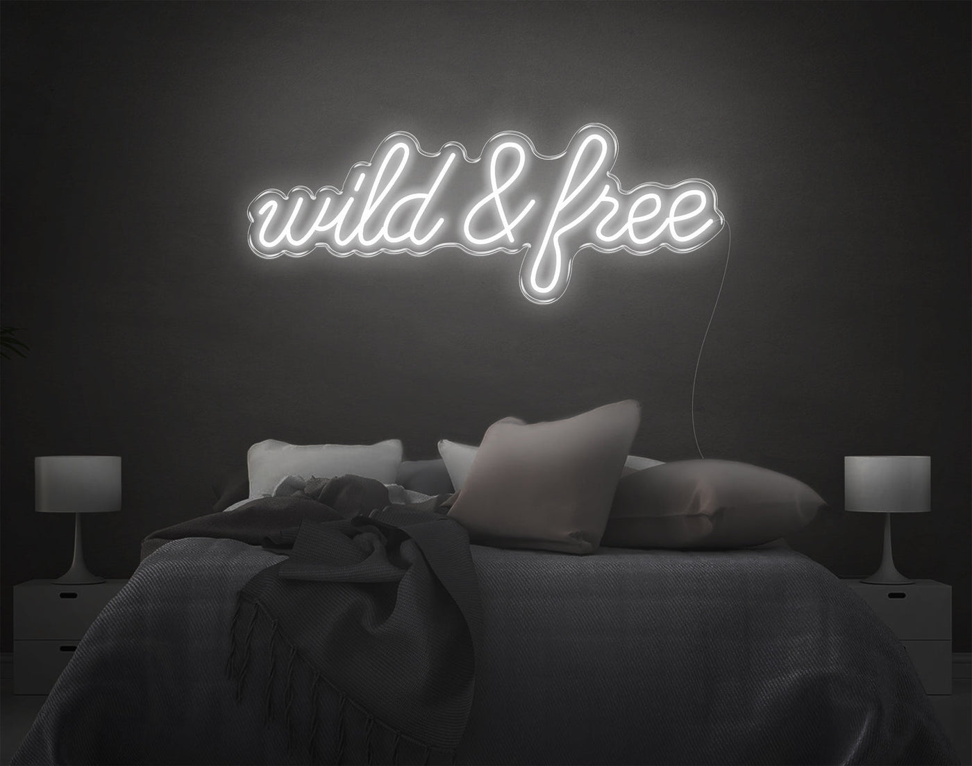 Wild And Free LED Neon Sign - 11inch x 32inchHot Pink