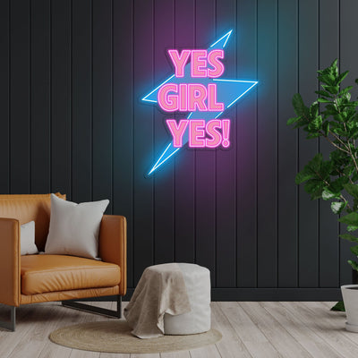 YES Girl...! Neon x Acrylic Artwork - 20"x16"Neon x Acrylic Artwork