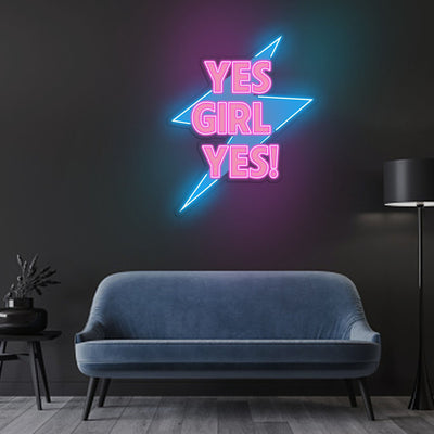 YES Girl...! Neon x Acrylic Artwork - 20"x16"Neon x Acrylic Artwork