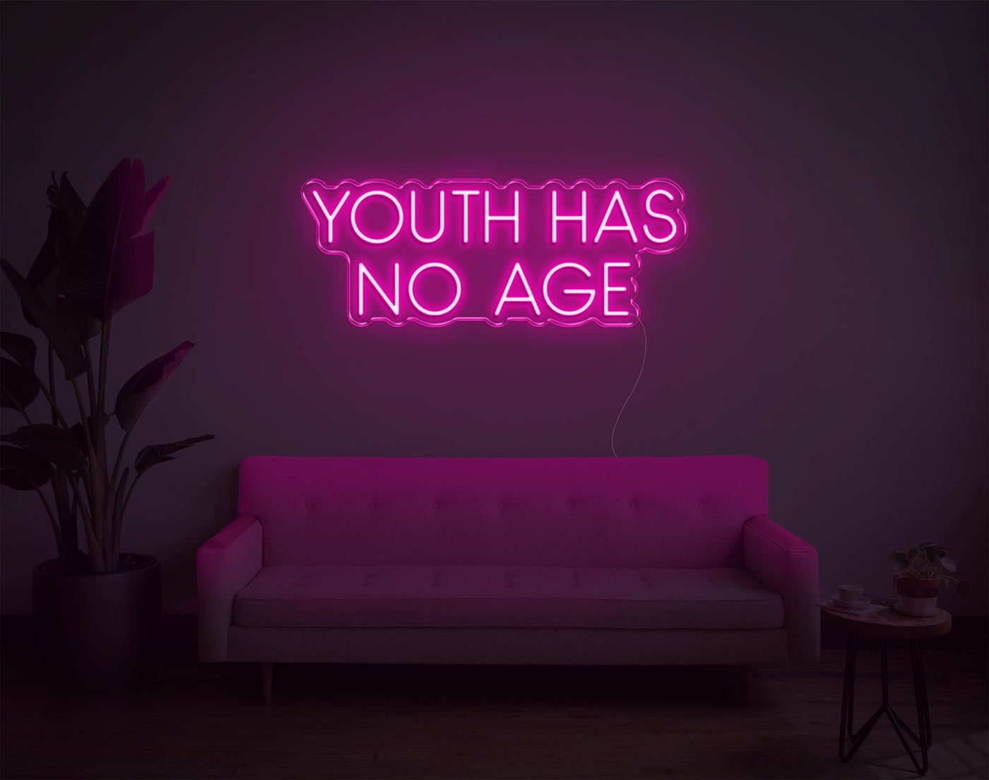 Youth Has No Age LED Neon Sign - 11inch x 28inchHot Pink